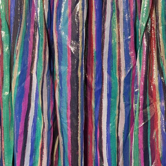 Emily McCarthy Pleated Midi Skirt Tinsel Fabric Sparkle‎ High Waisted Silk Blend - Picture 4 of 5